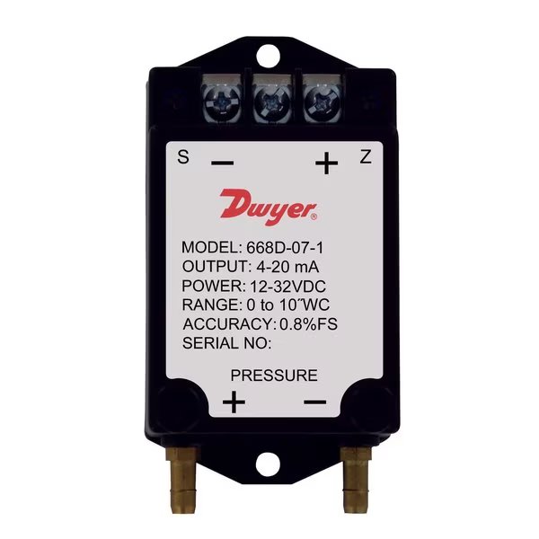 Differential Pressure Transmitter, 025Wc, Dwyer Instruments, Mfr#: 668B-08-1